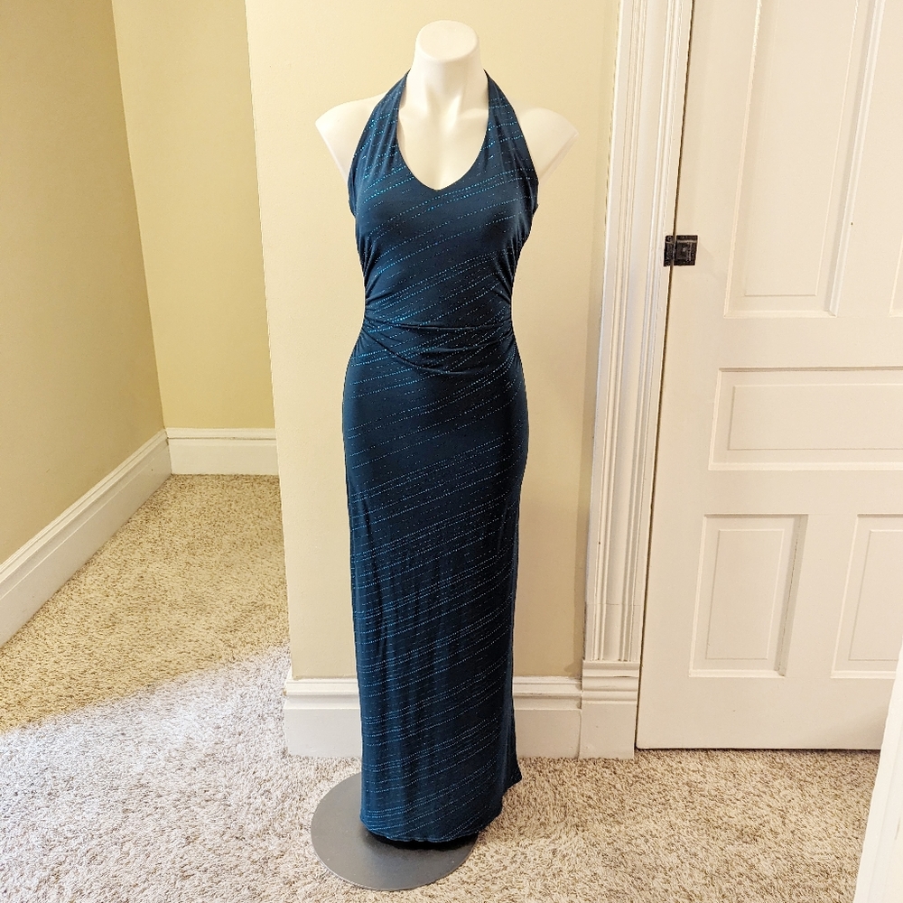 Vintage City Triangles tela glitter striped halter dress size xs
